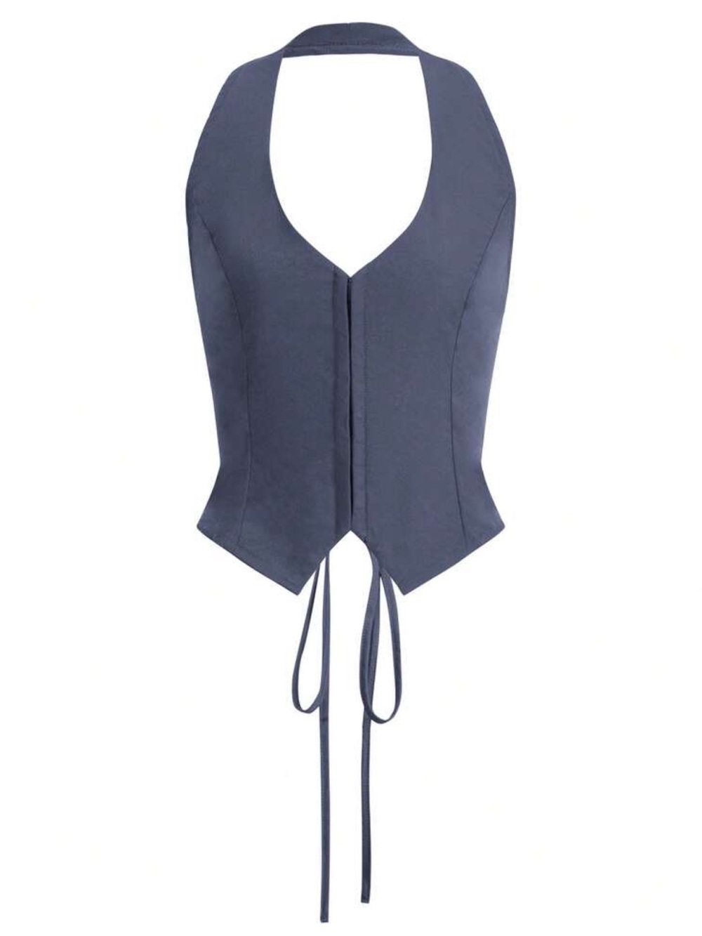 Sleek Navy Halter Tie-Front Corset Top